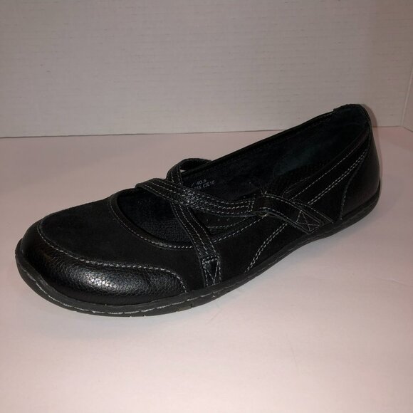 boc Born Concept Womens Size 9 Black Leather Suede Mary Jane Flat Casual Shoes - Picture 2 of 8